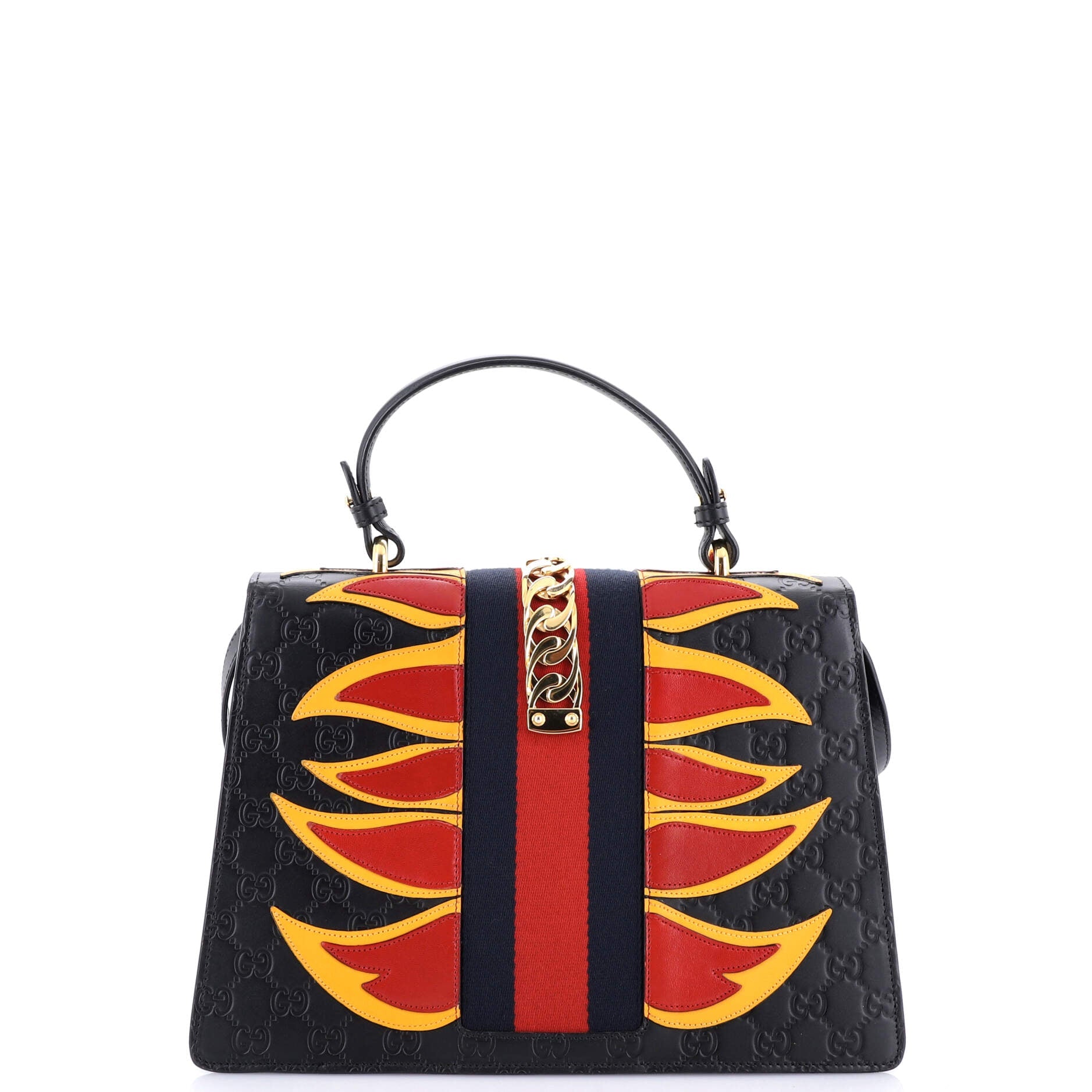 Sylvie Top Handle Bag Guccissima Leather with Applique Medium