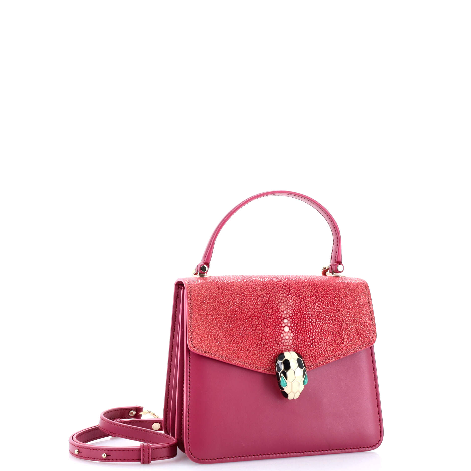 Serpenti Forever Top Handle Bag Leather and Stingray Small