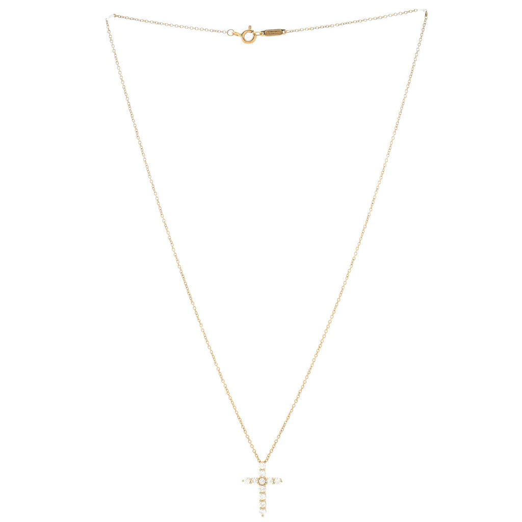 Cross Pendant Necklace 18K Yellow Gold with Diamonds Small