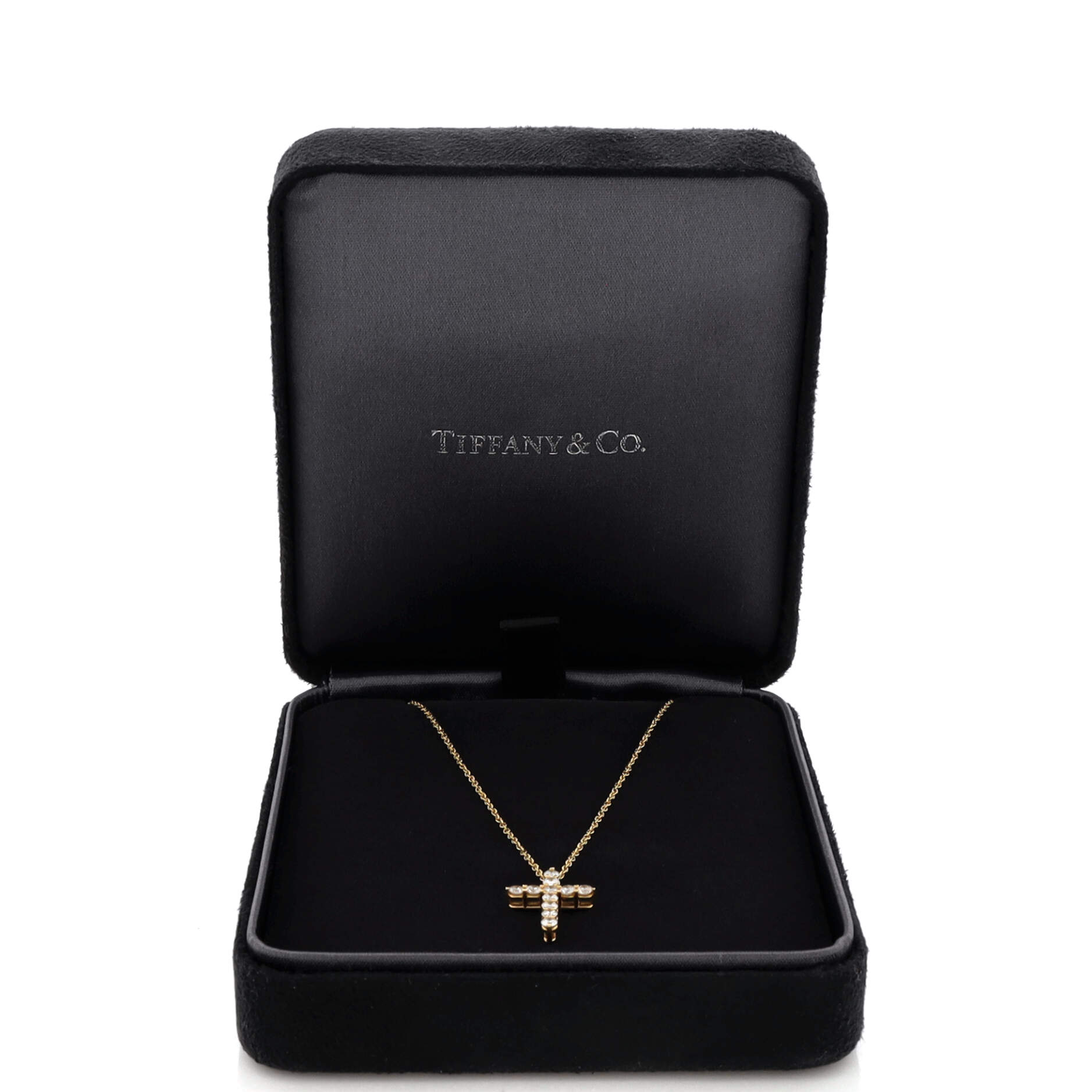 Cross Pendant Necklace 18K Yellow Gold with Diamonds Small