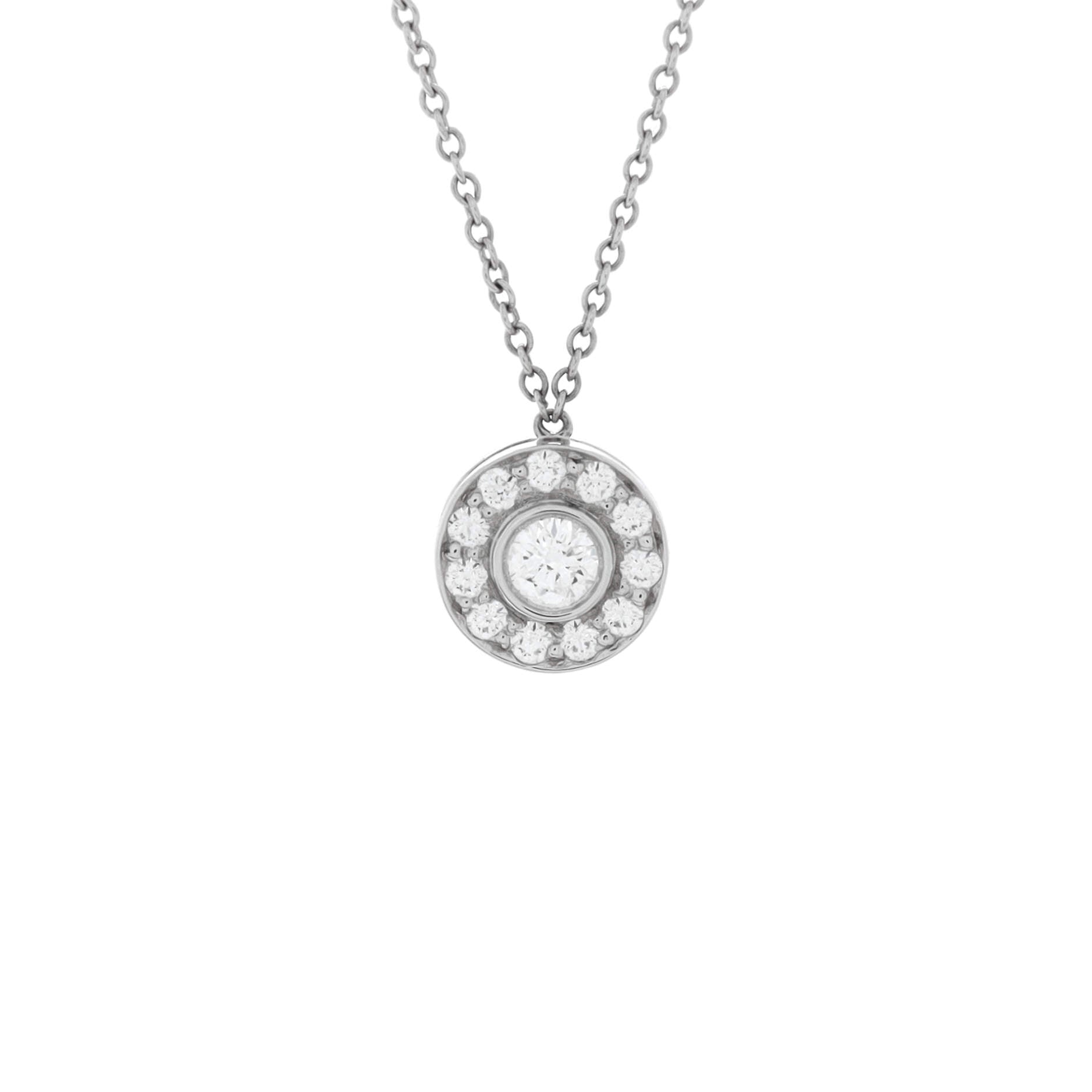Circlet Pendant Necklace Platinum with Diamonds 0.26CT