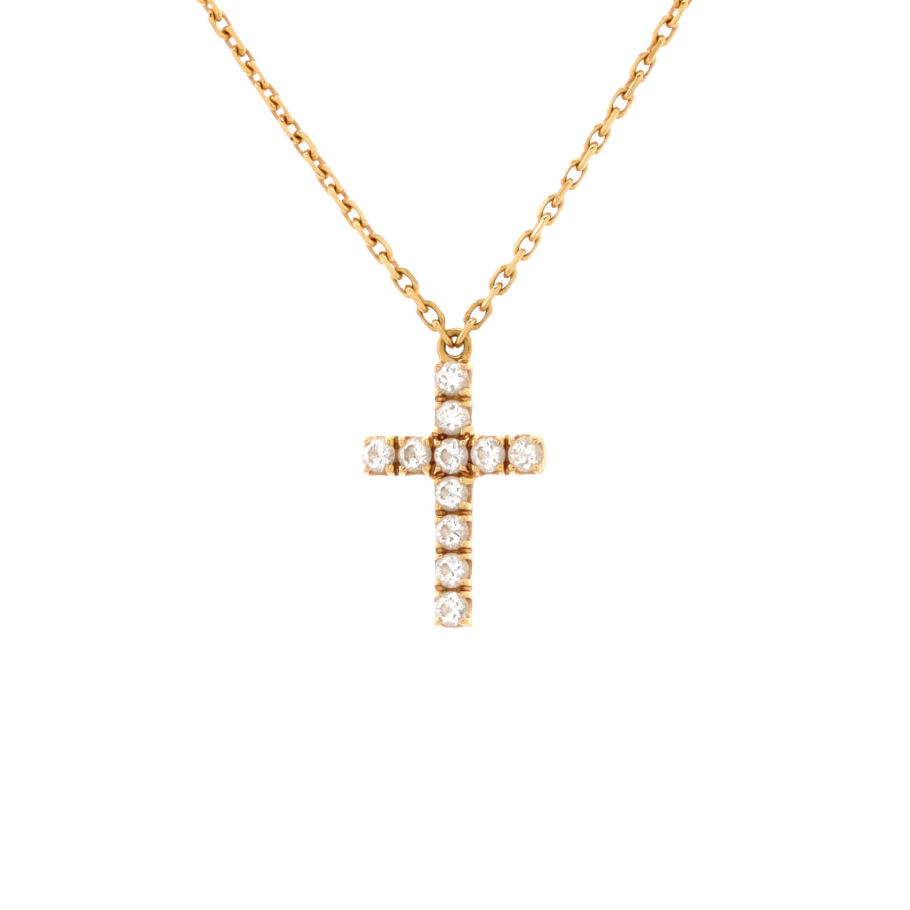 Cross Pendant Necklace 18K Rose Gold with Diamonds
