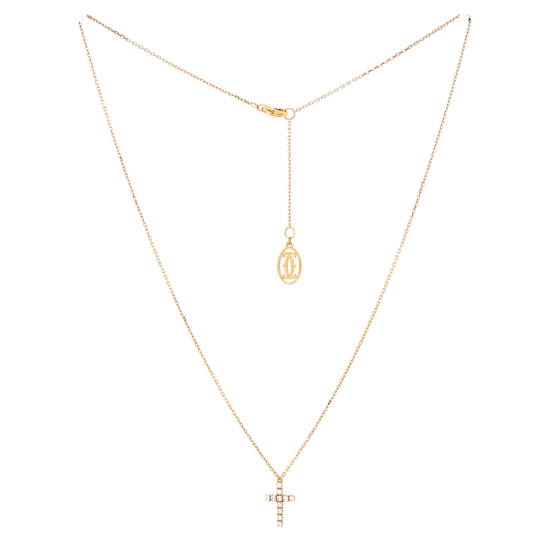 Cross Pendant Necklace 18K Rose Gold with Diamonds