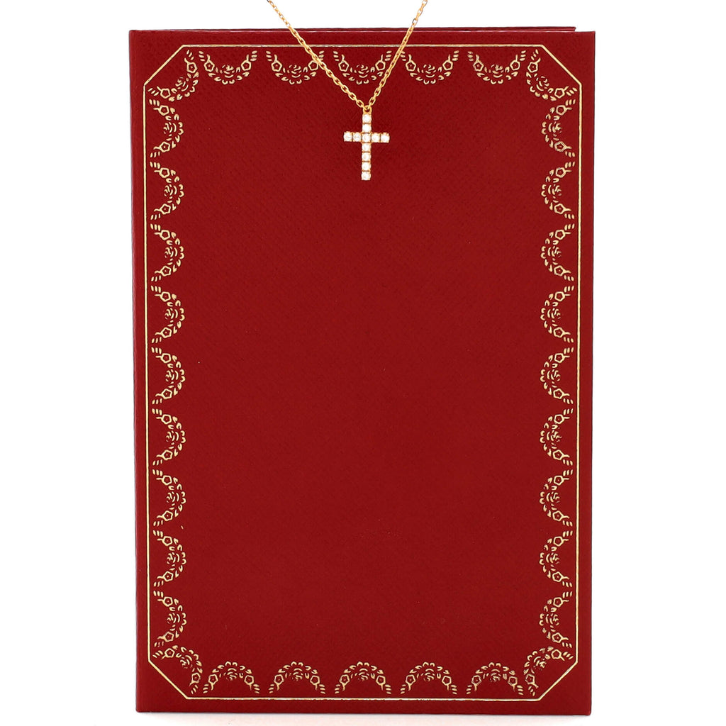 Cross Pendant Necklace 18K Rose Gold with Diamonds