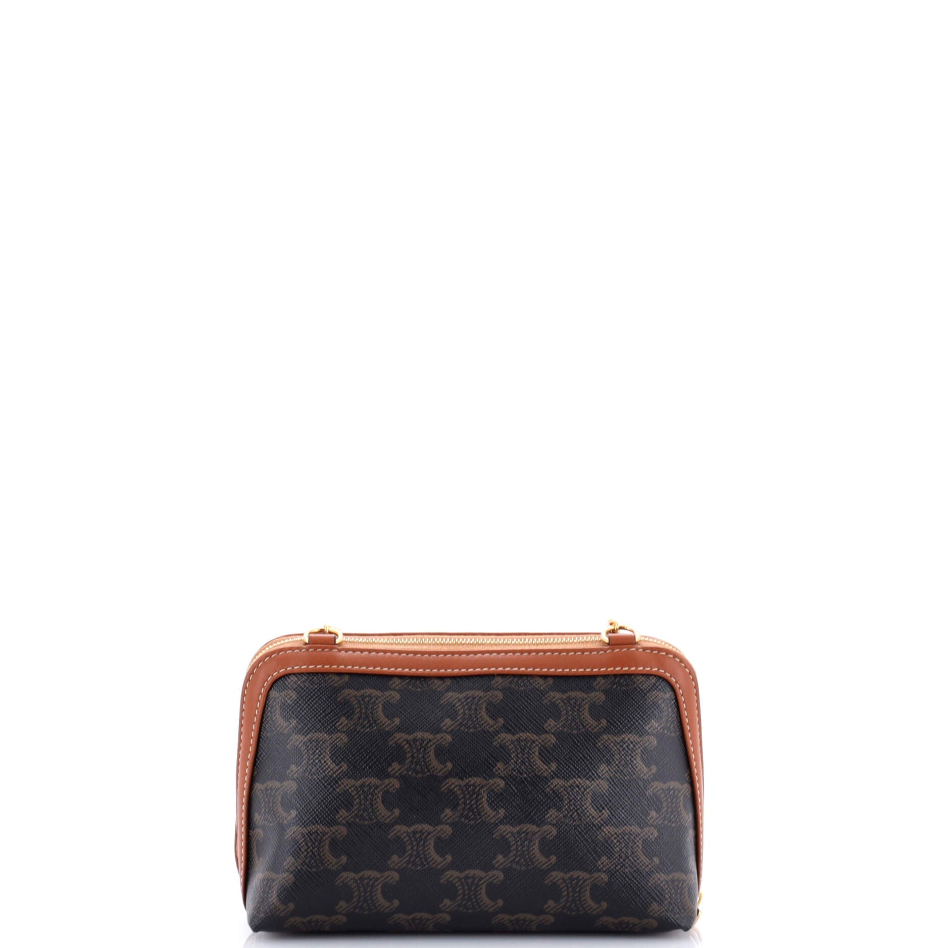 Zip Around Chain Clutch Triomphe Coated Canvas