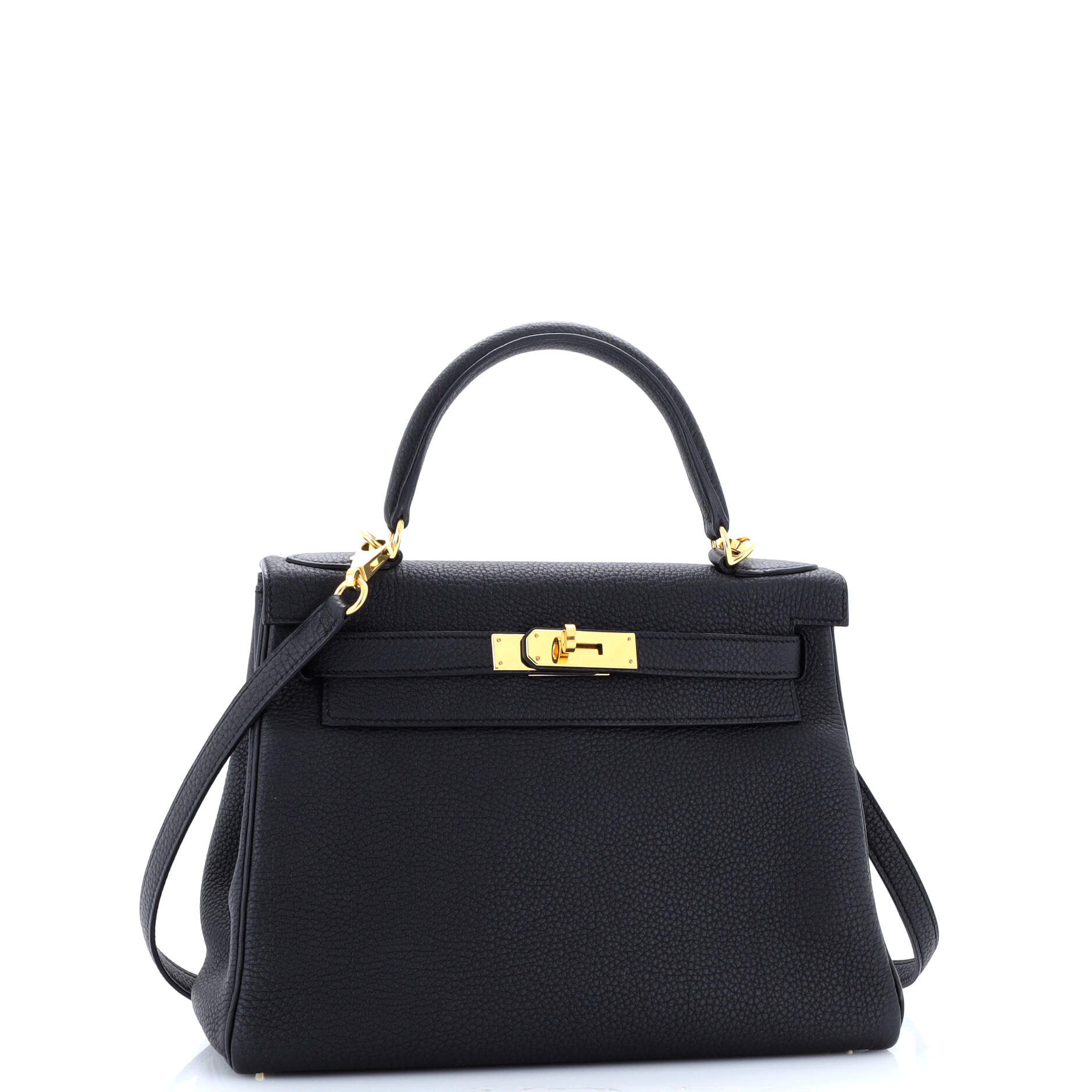 Kelly Handbag Noir Togo with Gold Hardware 28