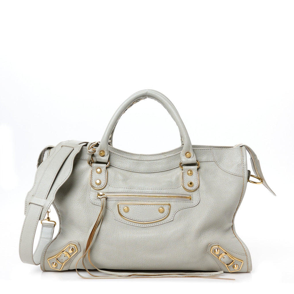 Chevre Gold Metallic Edge Hardware City Gris Glace