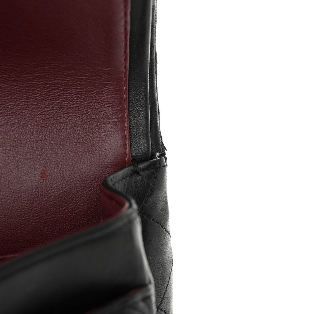 Lambskin Quilted Medium Double Flap Black