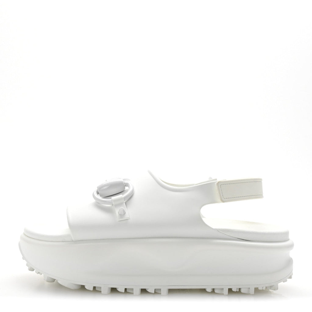 Soft Rubber Horsebit Touch Womens Strapped Sandals 37 Great White