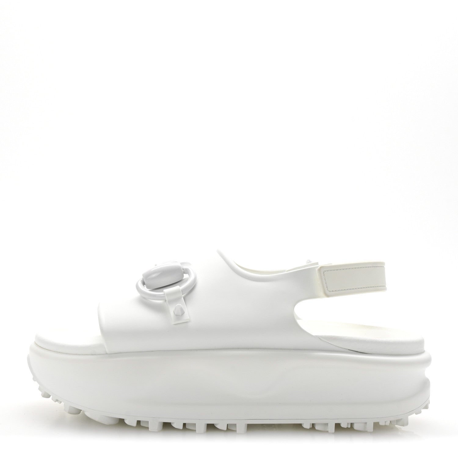 Soft Rubber Horsebit Touch Womens Strapped Sandals 37 Great White