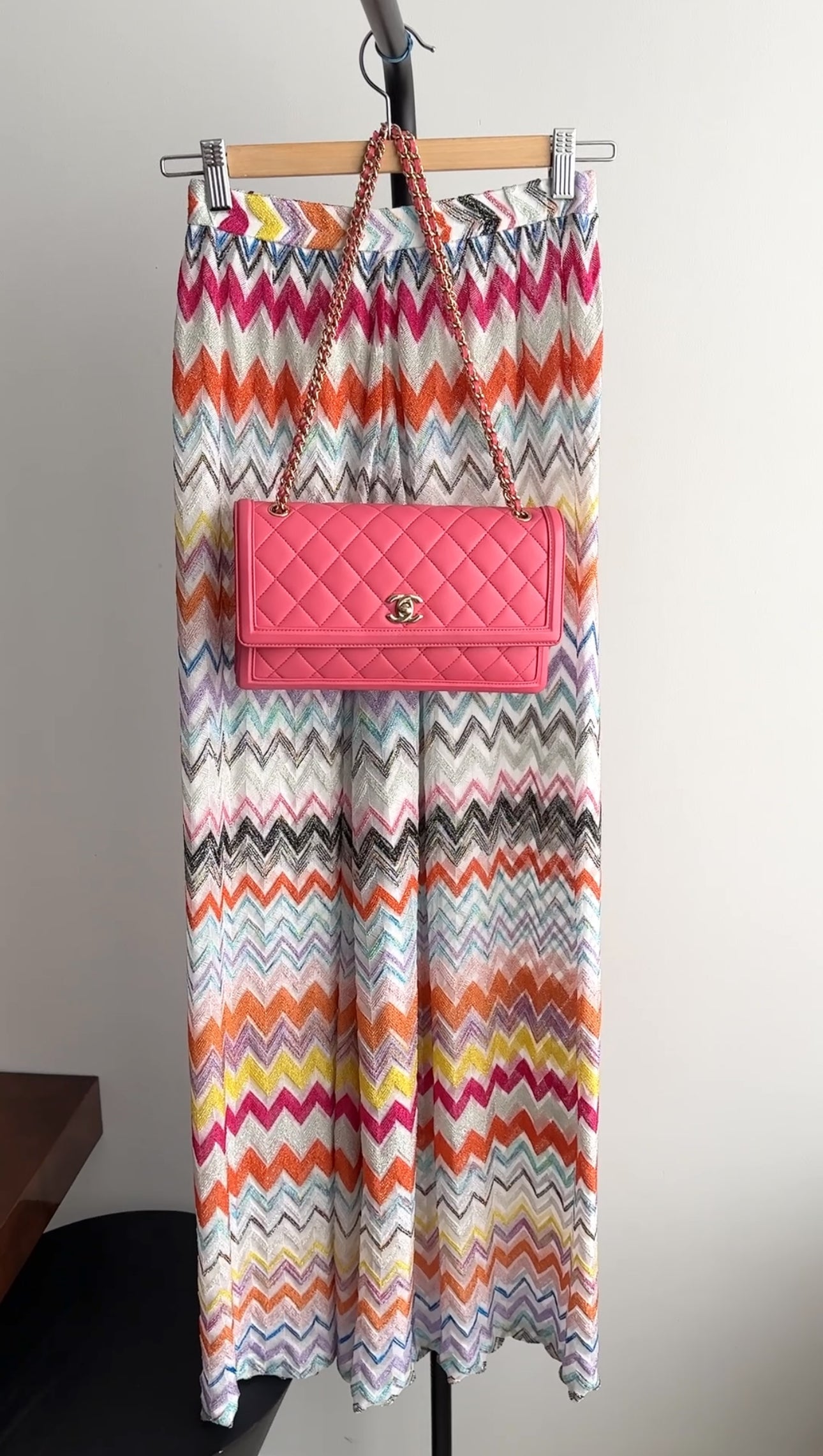 Chanel Pink Quilted Leather 3 Compartment Flap Bag