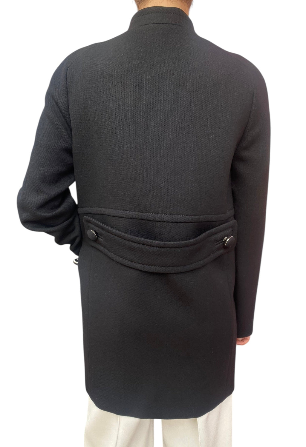 Prada Black Wool Button Coat - 42 / US 6