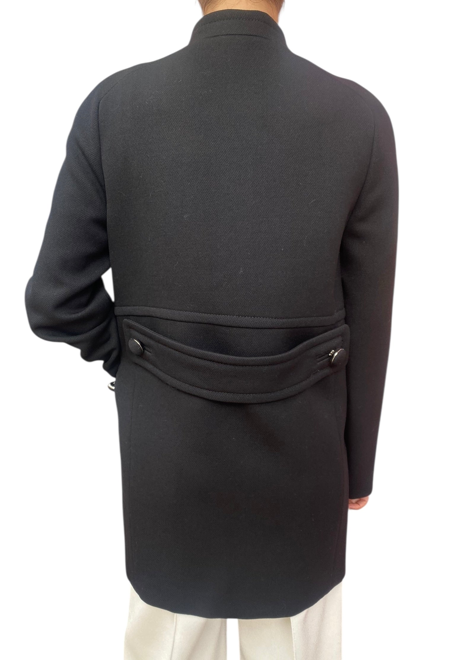 Prada Black Wool Button Coat - 42 / US 6