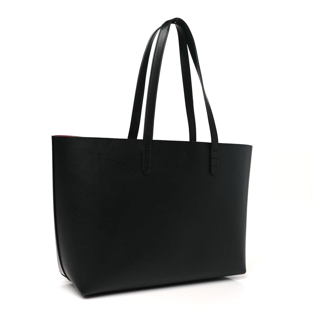 Calfskin Small Shopping Tote Black Flamma
