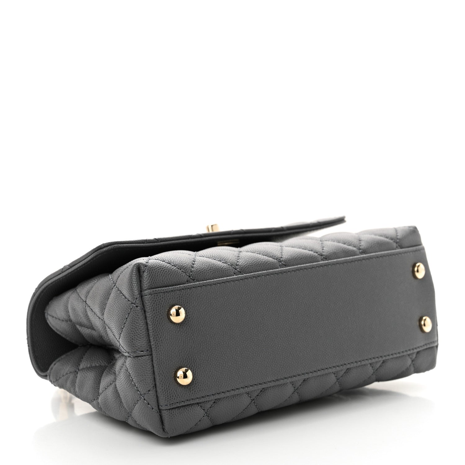 Caviar Quilted Mini Coco Handle Flap Grey