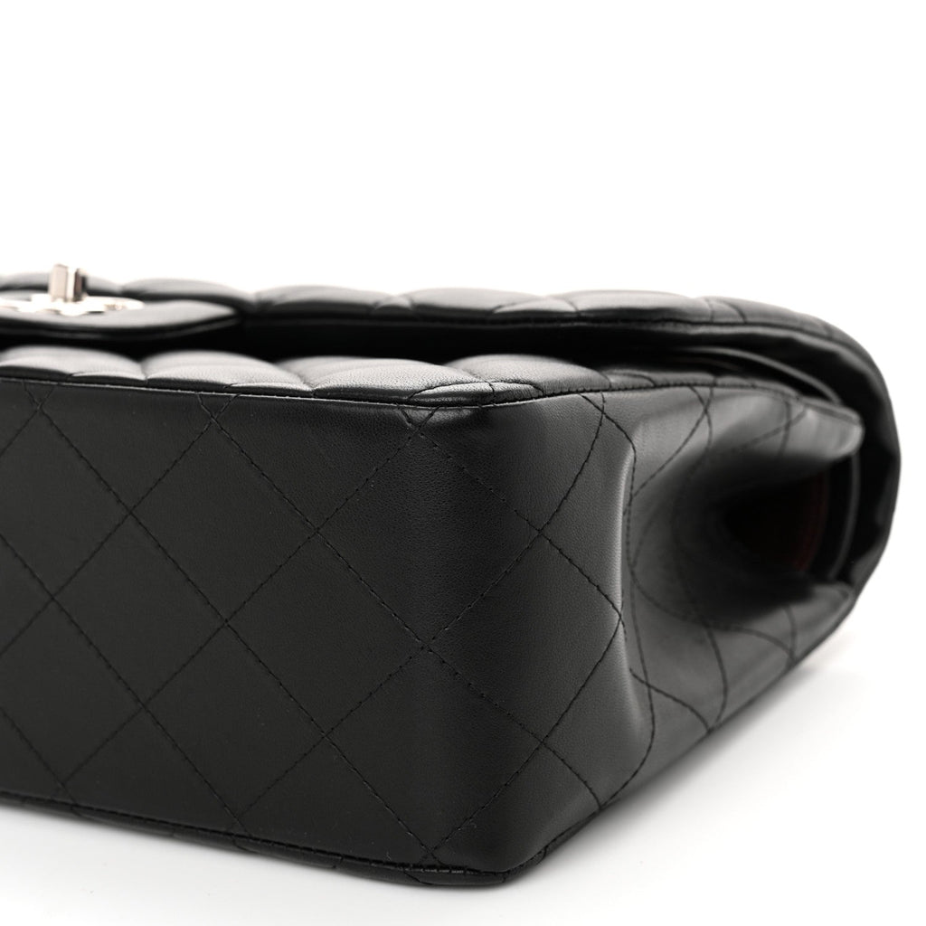 Lambskin Quilted Jumbo Double Flap Black