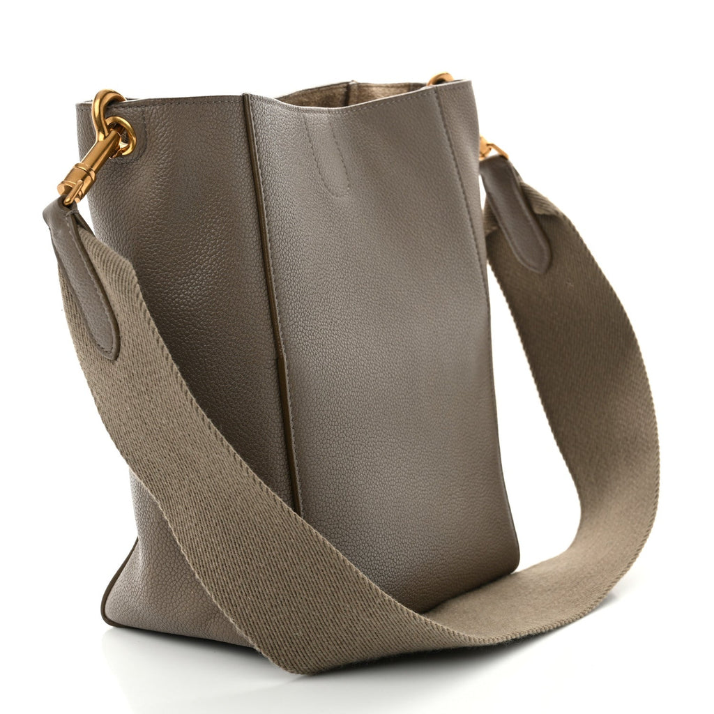 Soft Grained Calfskin Small Sangle Bucket Bag Taupe