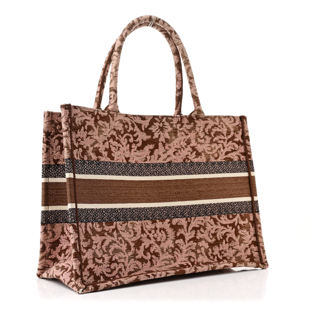 Canvas Embroidered Medium Brocart Book Tote Metallic Pink