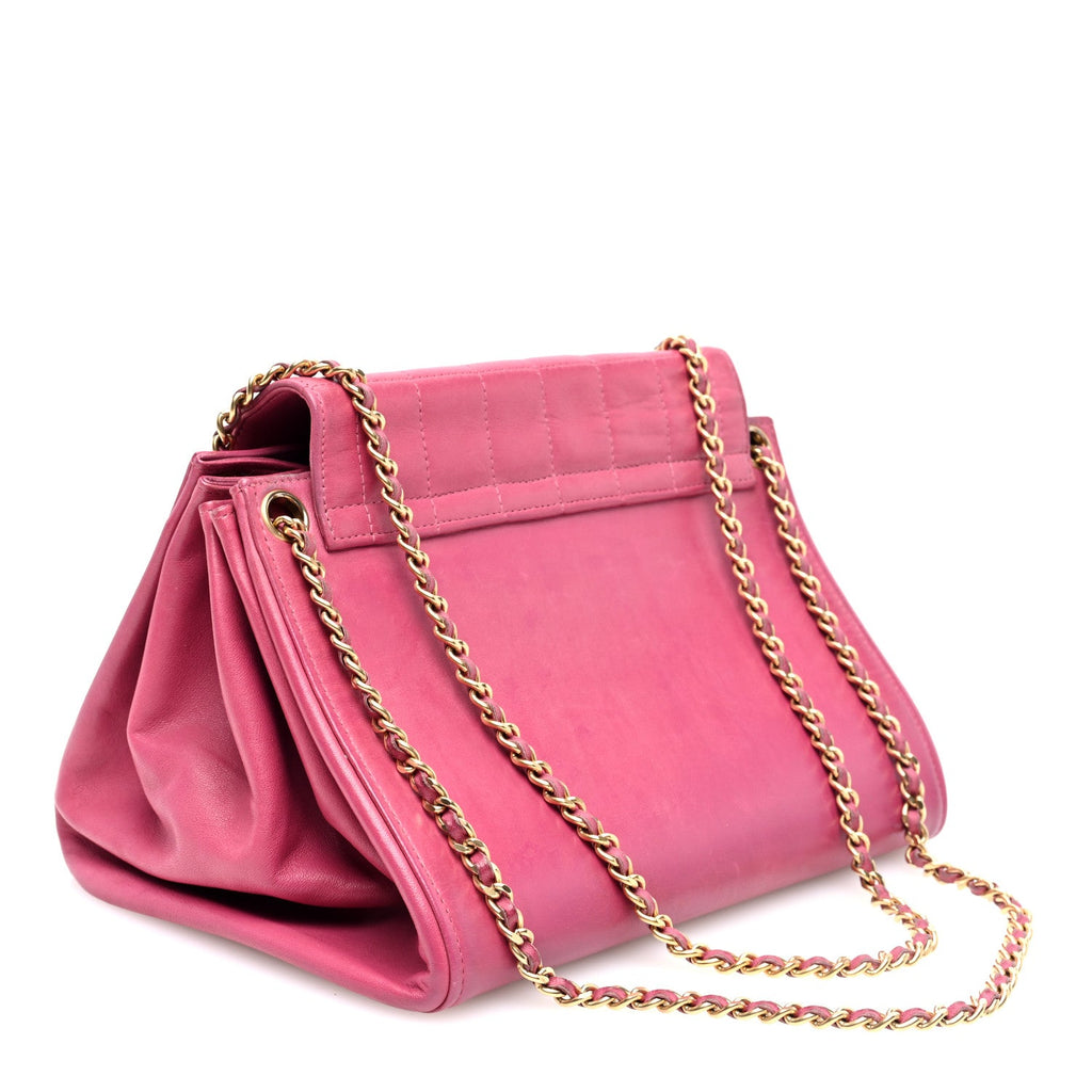 Lambskin Chocolate Bar Accordion Reissue Flap Pink