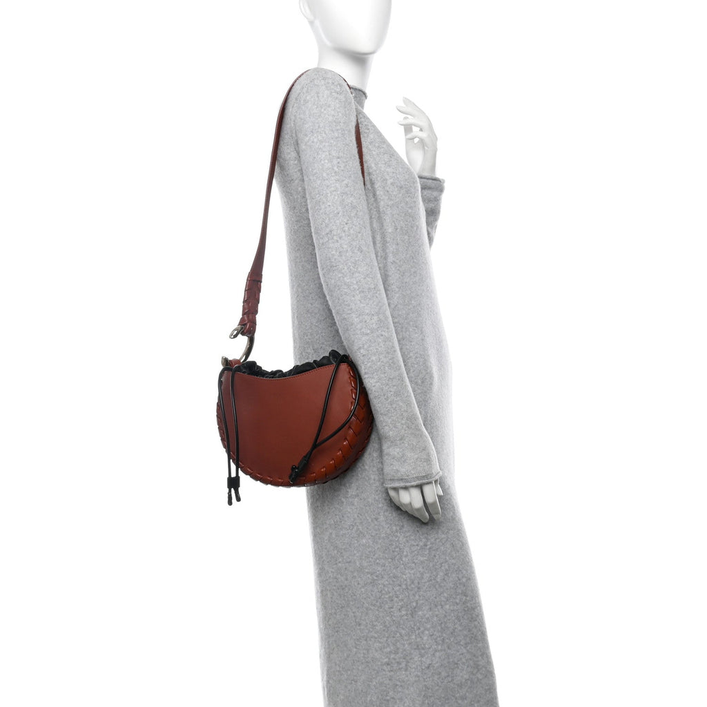Calfskin Small Mate Hobo Henna Sepia Brown