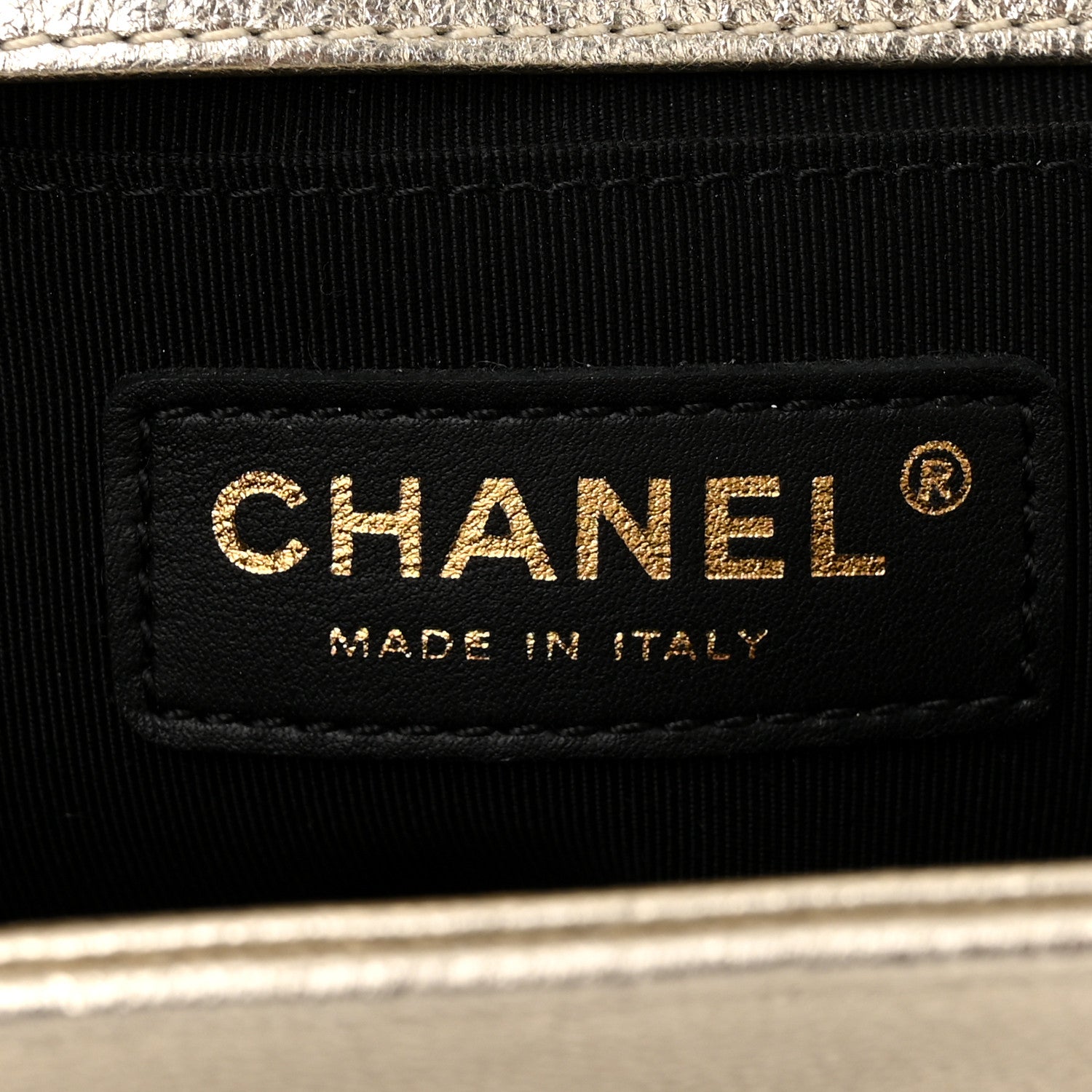 Metallic Goatskin Calfskin Medium Boy Flap Gold Black