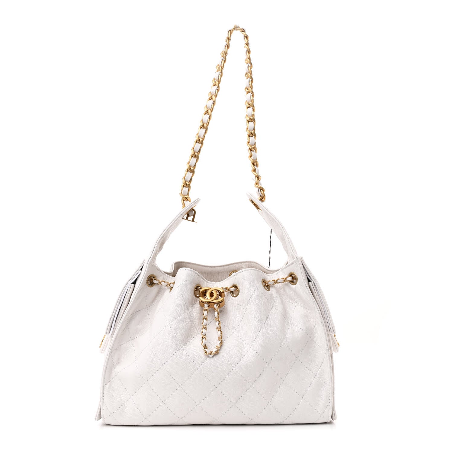 Caviar Quilted Small Chanel 25 Handbag White