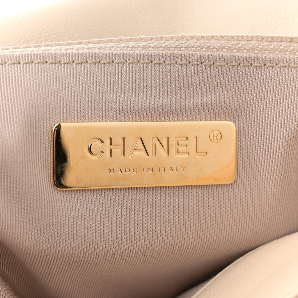 Goatskin Quilted Maxi Chanel 19 Flap Beige