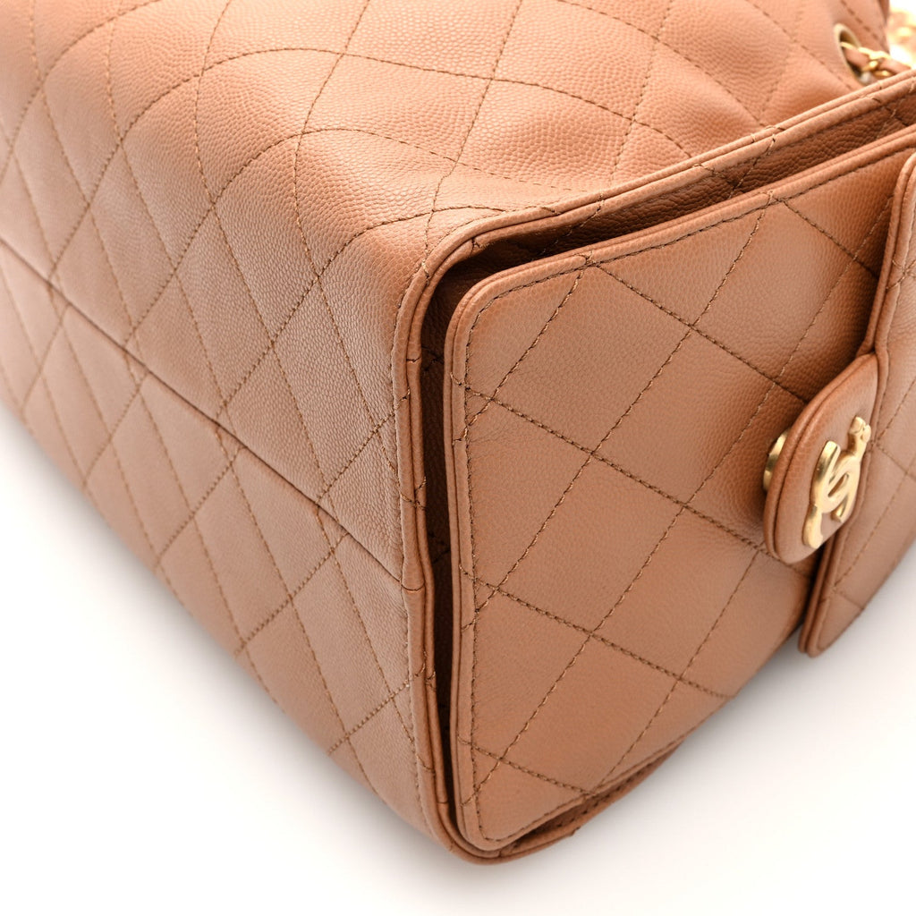Caviar Quilted Small Chanel 25 Handbag Brown