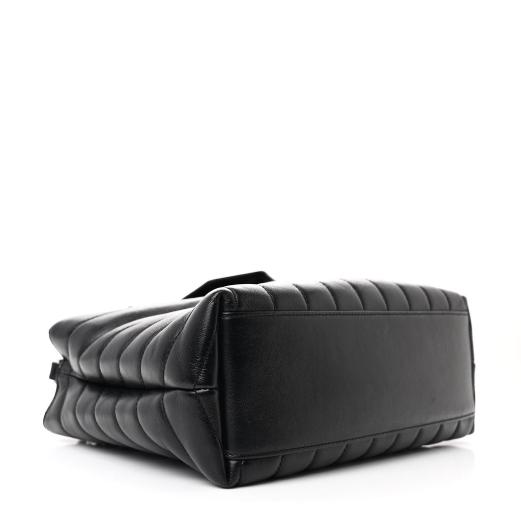 Calfskin Y Quilted Monogram Small Loulou Shopper Black