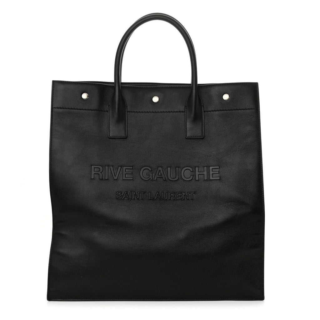 Calfskin Rive Gauche North South Tote Black