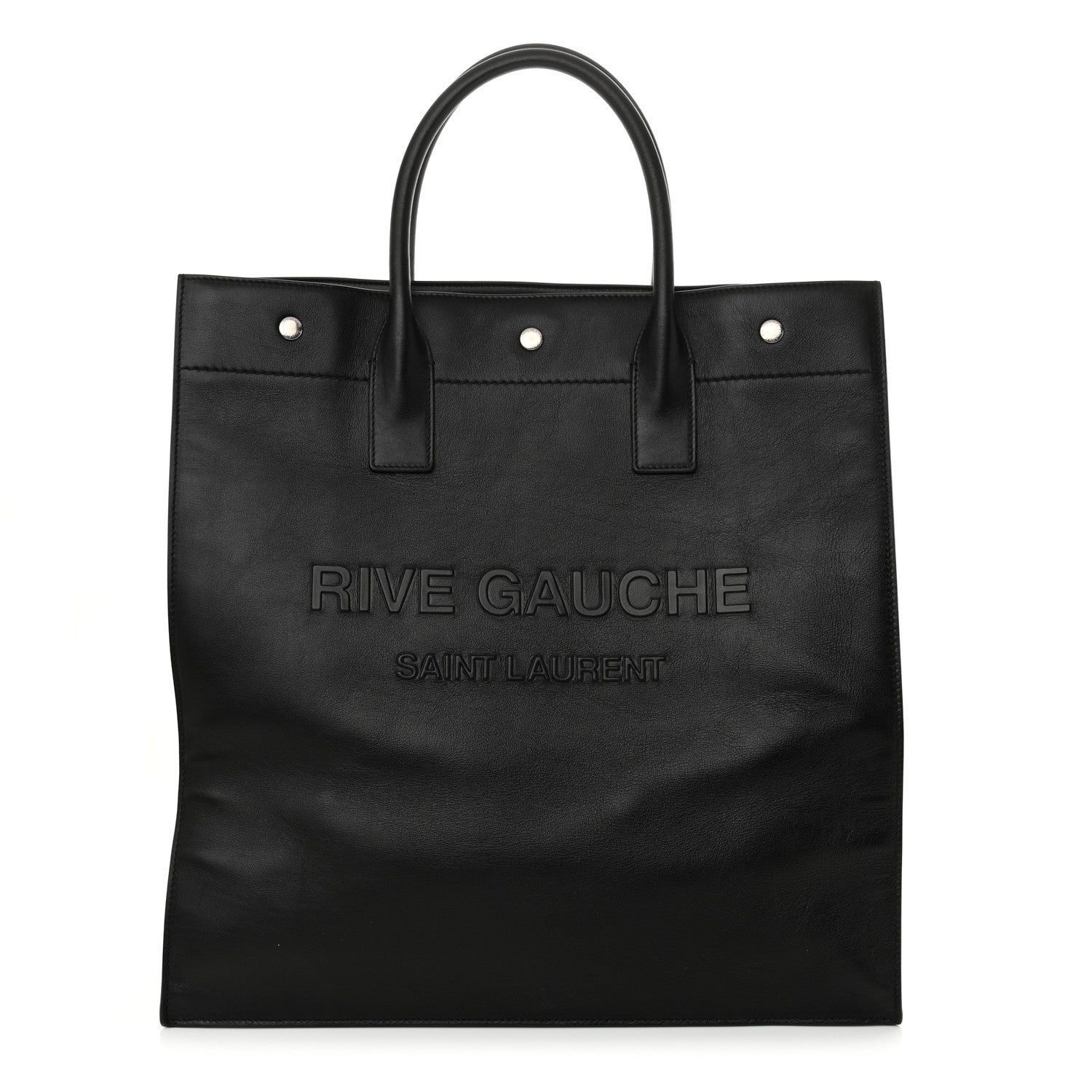 Calfskin Rive Gauche North South Tote Black