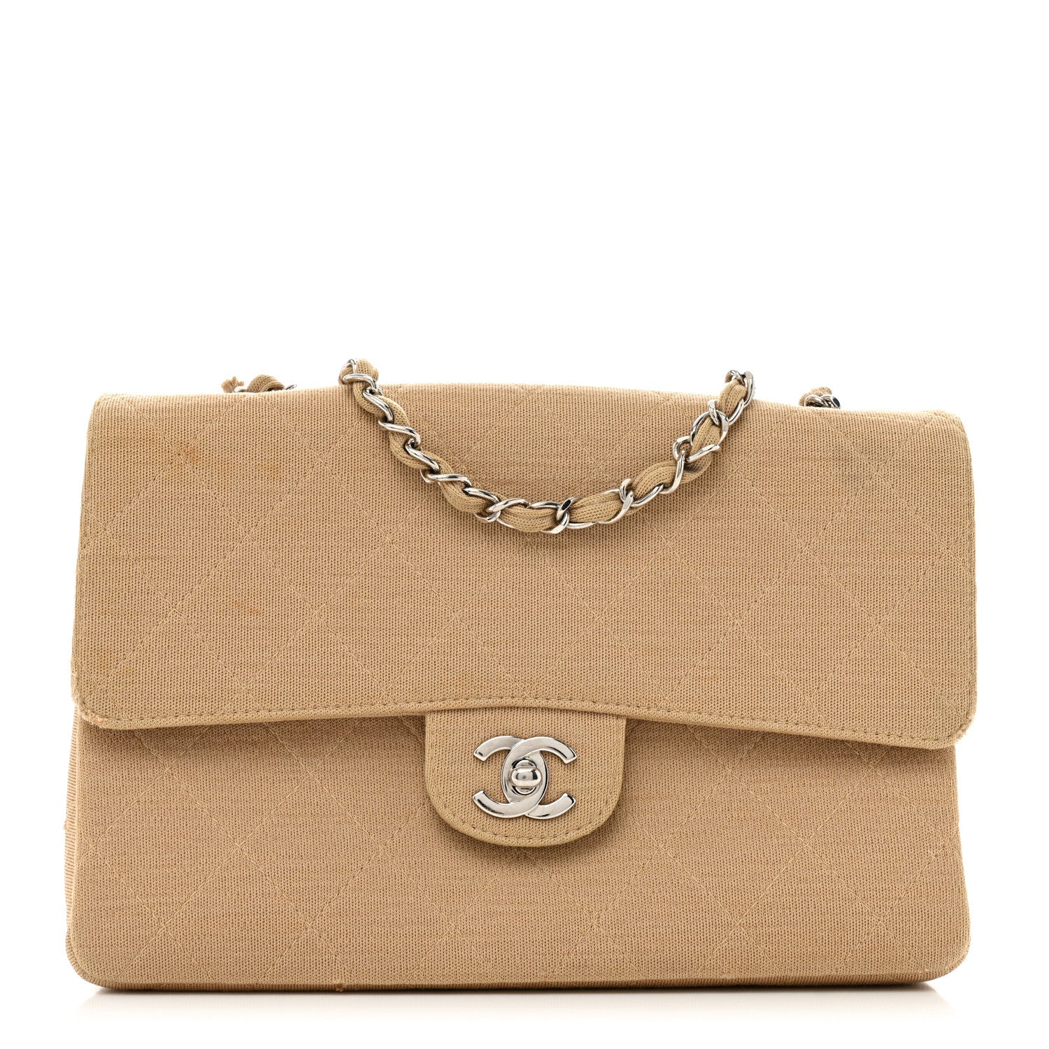 Jersey Quilted Medium Single Flap Beige