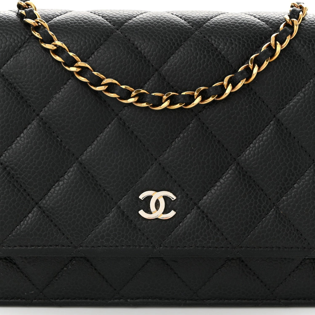 Caviar Quilted Wallet On Chain WOC Black