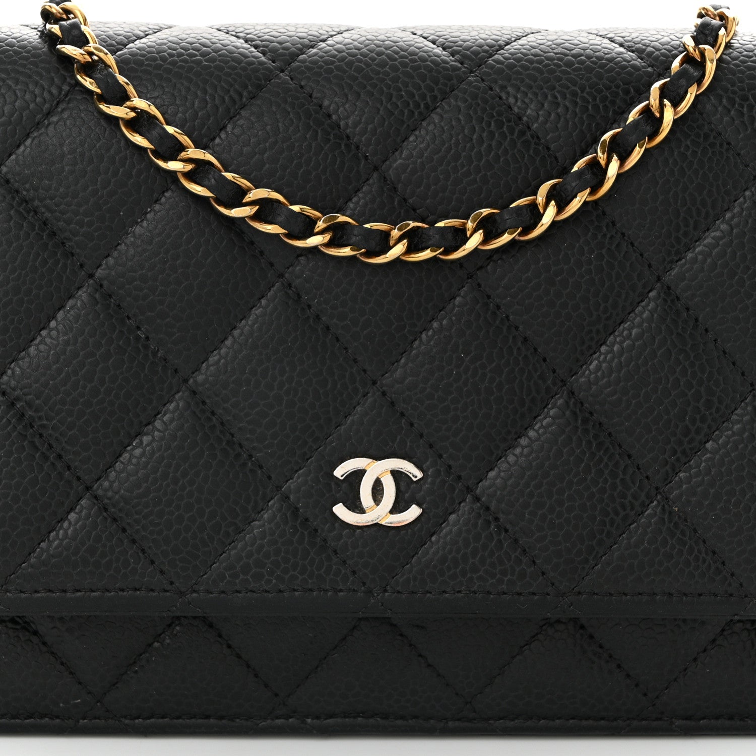 Caviar Quilted Wallet On Chain WOC Black