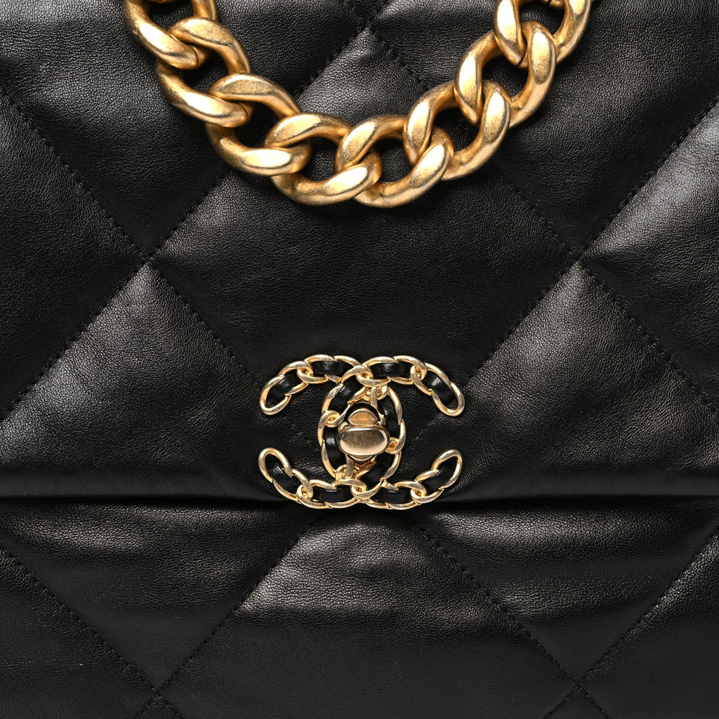 Lambskin Quilted Large Chanel 19 Flap Black