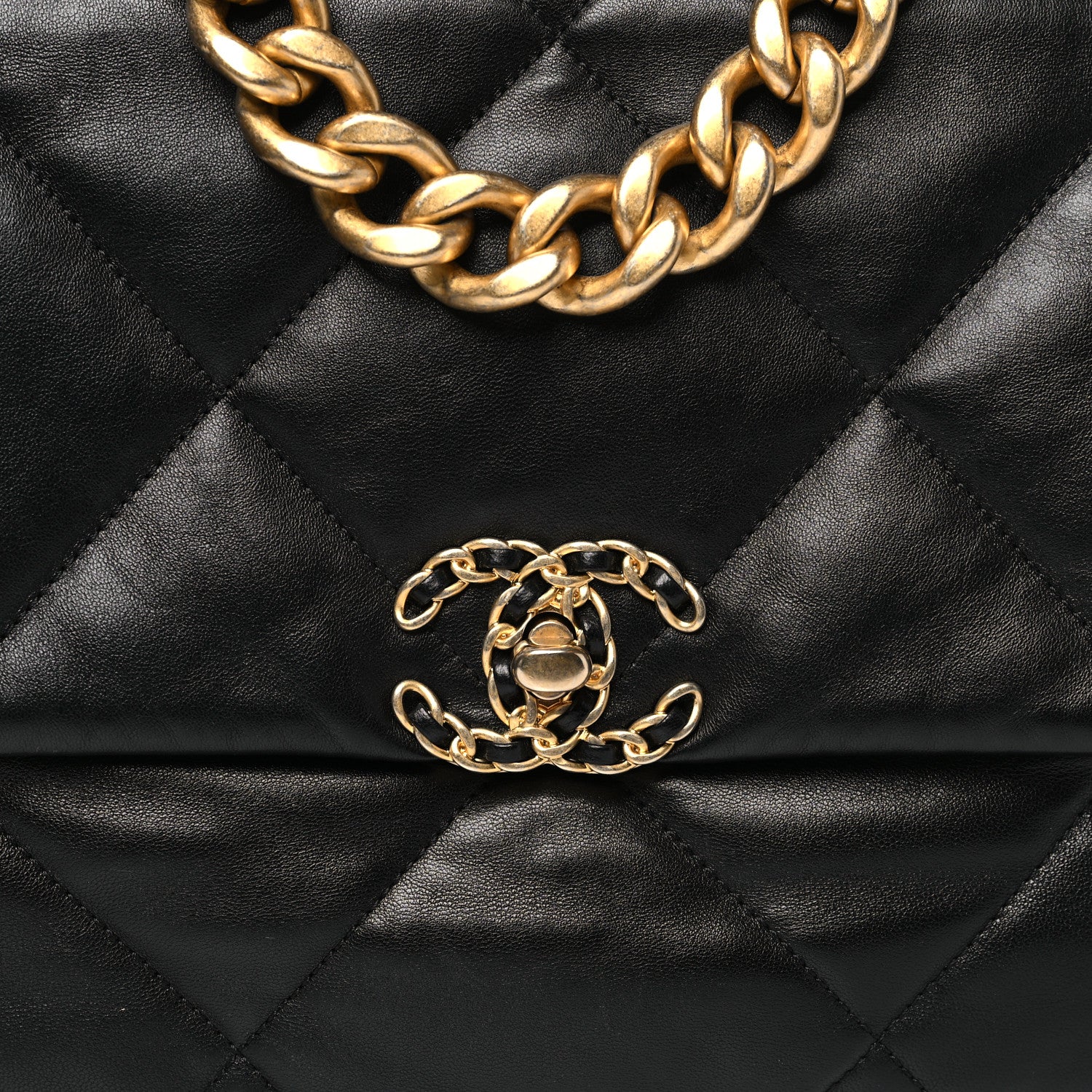 Lambskin Quilted Large Chanel 19 Flap Black