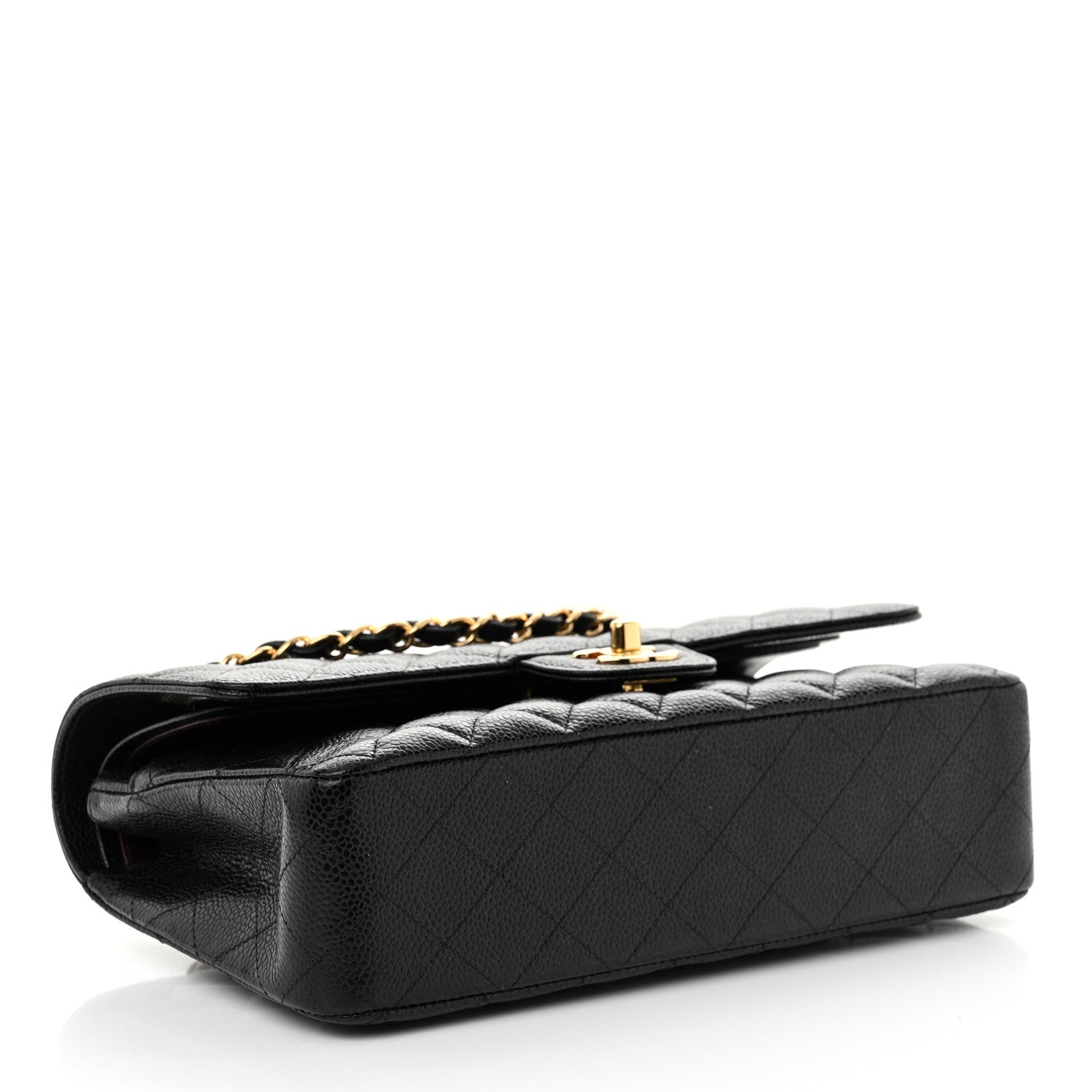 Caviar Quilted Medium Double Flap Black