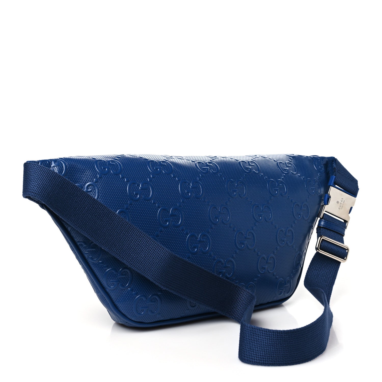 Calfskin GG Tennis Embossed Pocket Belt Bag 90 Intense Metal Blue