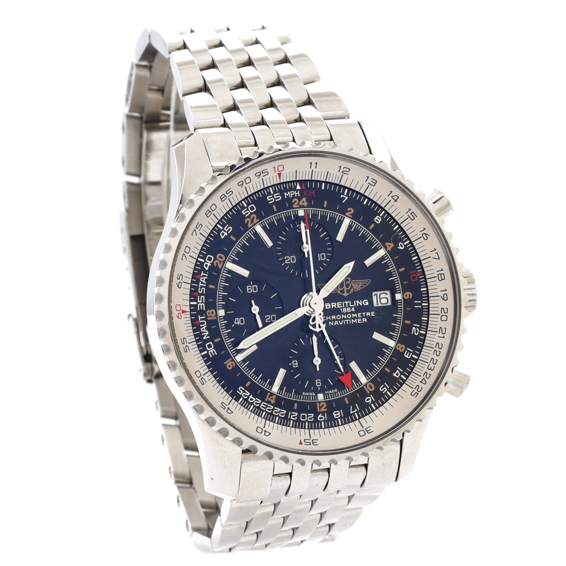 Navitimer 1884 World GMT Chronograph Automatic Watch Stainless Steel 46