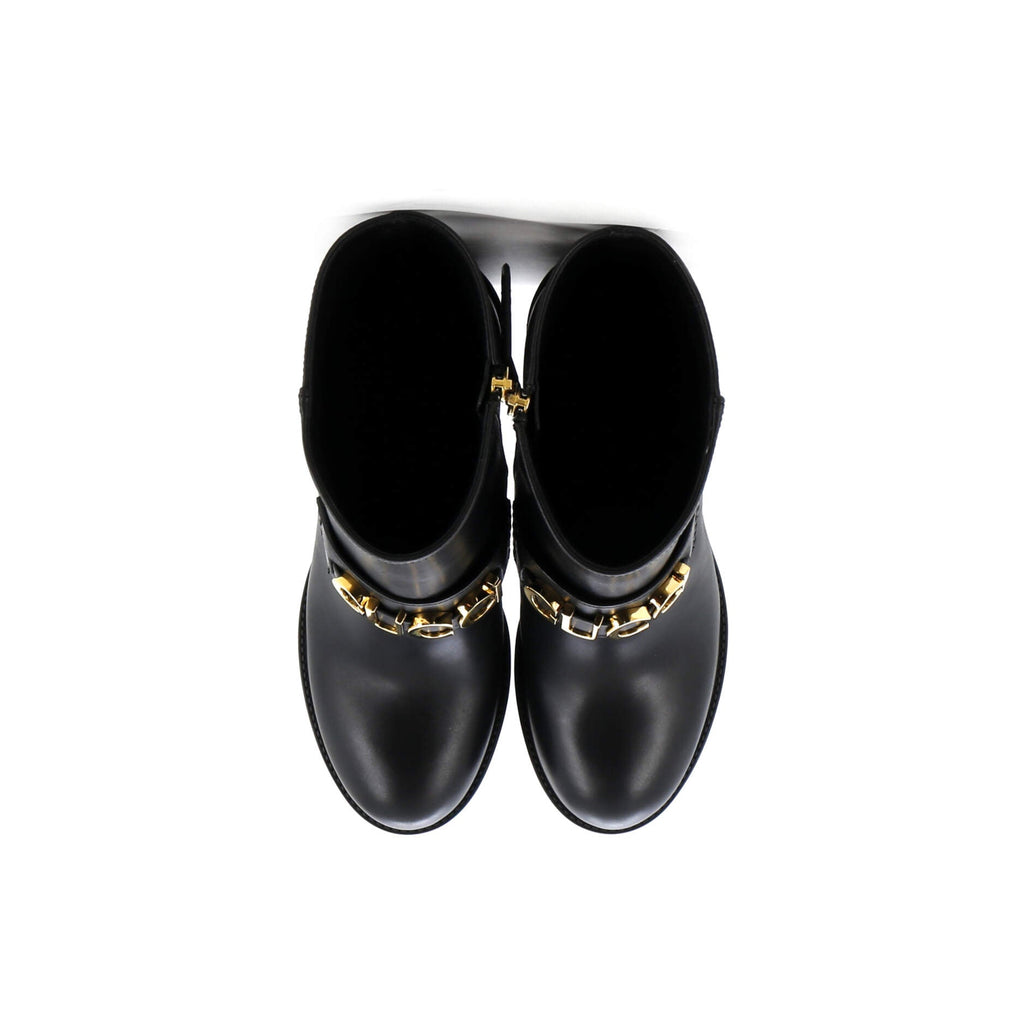 Women's Logo Heeled Ankle Boots Leather