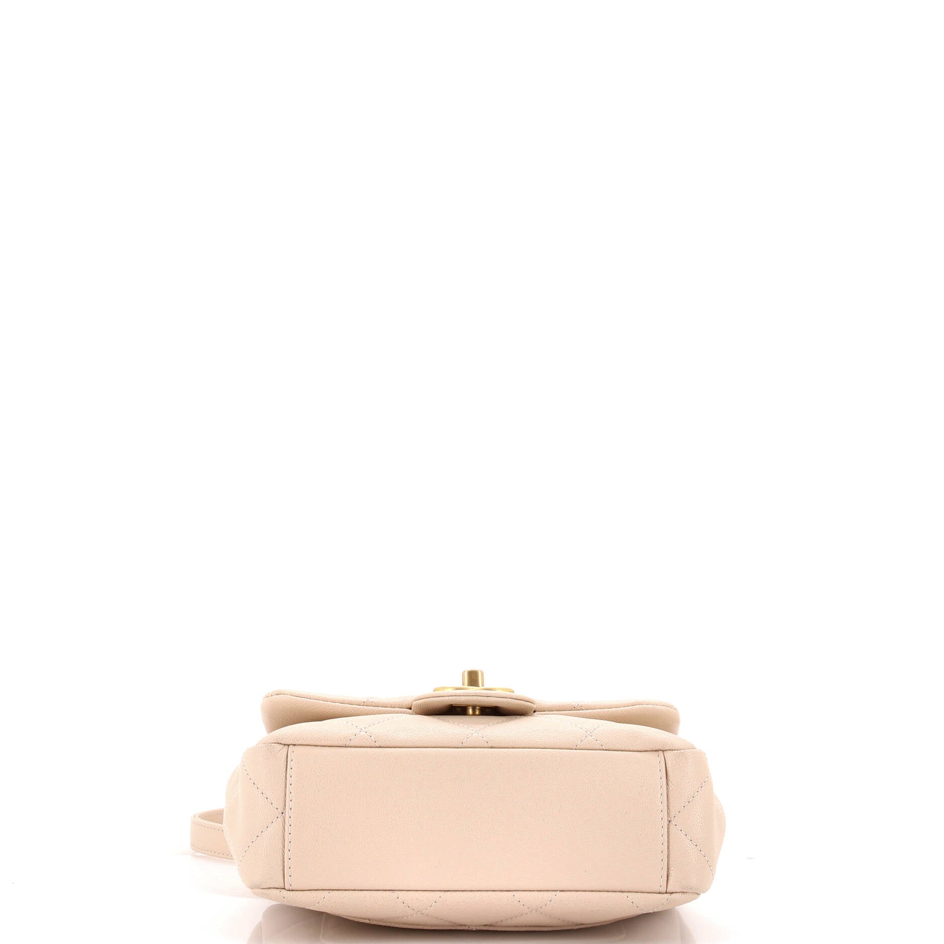 Square Top Handle Flap Bag Quilted Shiny Caviar Mini