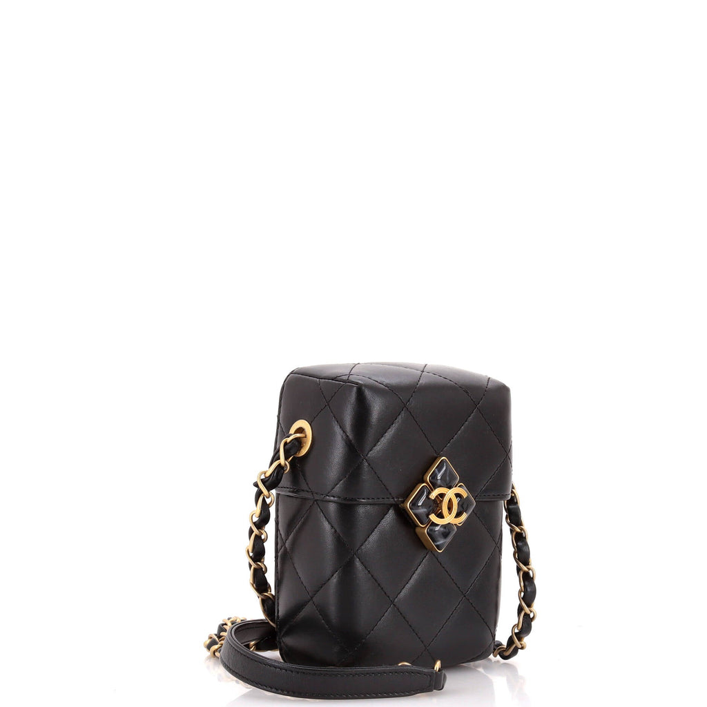 Diamond Lock CC Phone Holder Crossbody Bag Quilted Lambskin Mini