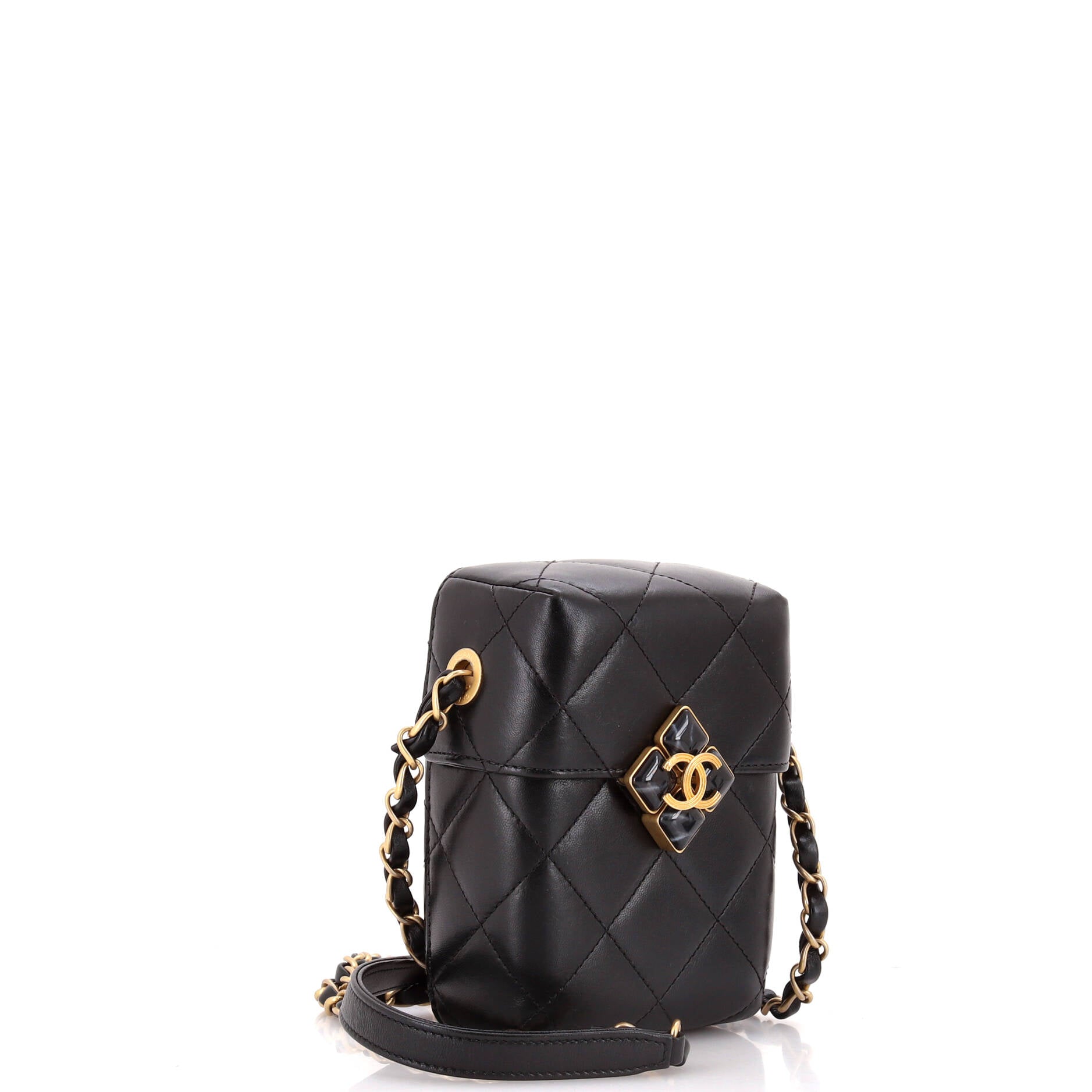 Diamond Lock CC Phone Holder Crossbody Bag Quilted Lambskin Mini