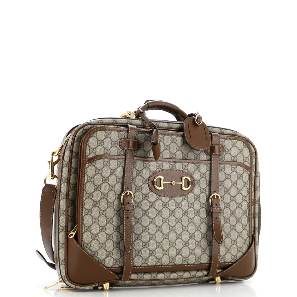 Horsebit 1955 Convertible Travel Bag GG Coated Canvas with Leather Large