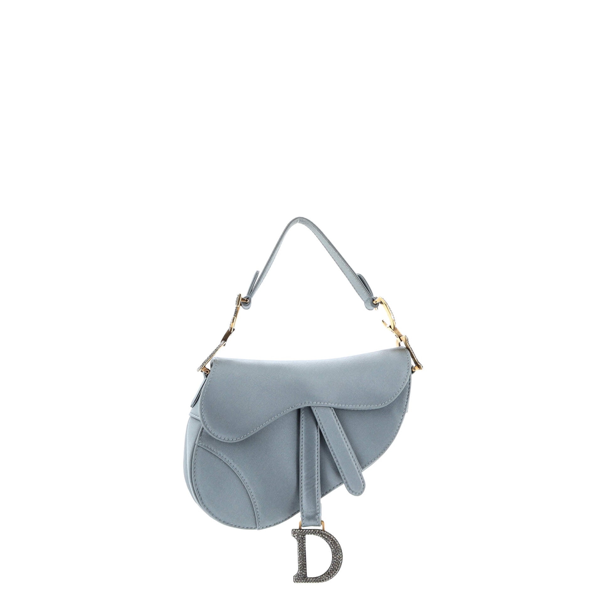 Saddle Handbag Satin with Crystals Mini