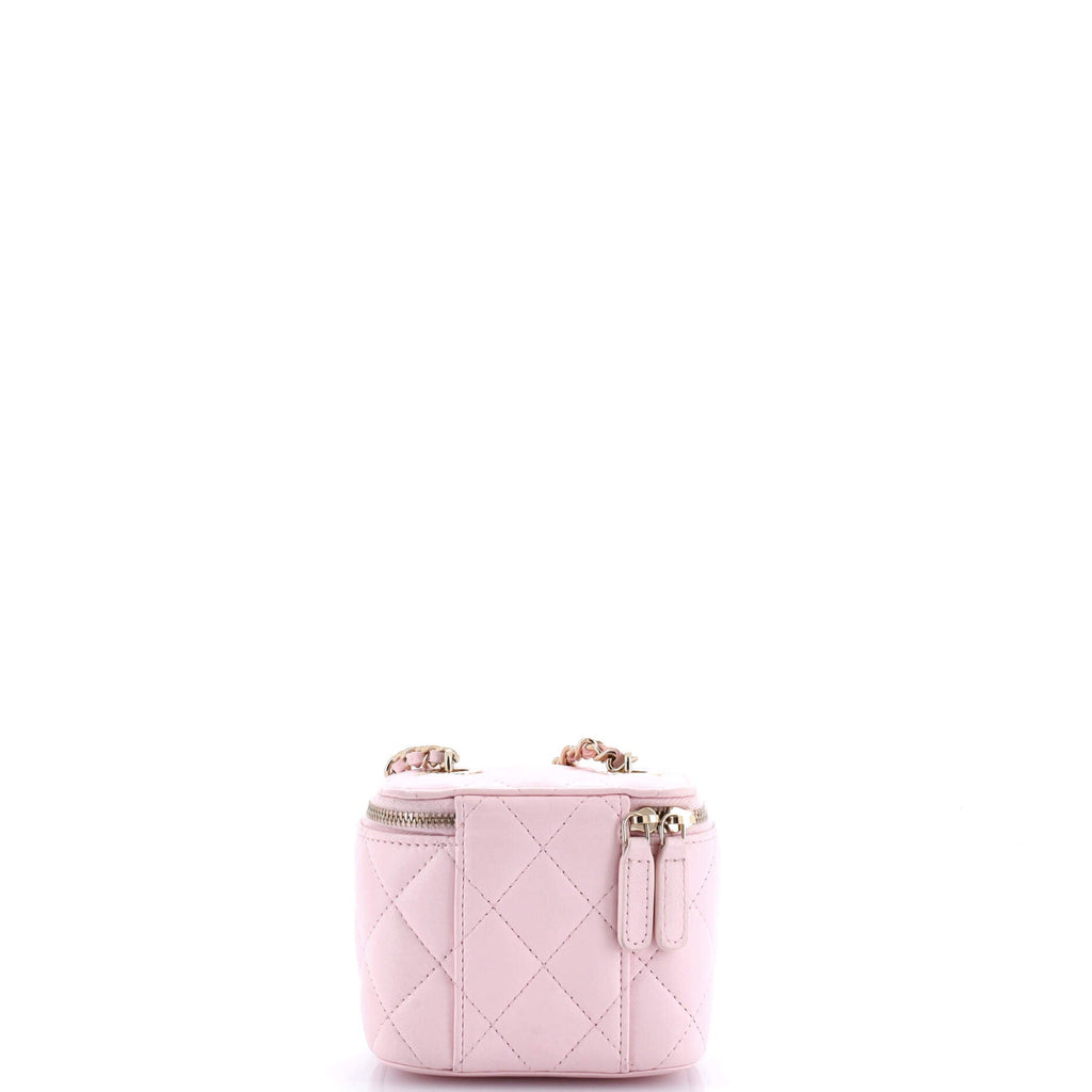 Vanity Case with Pearl Chain Quilted Lambskin Mini