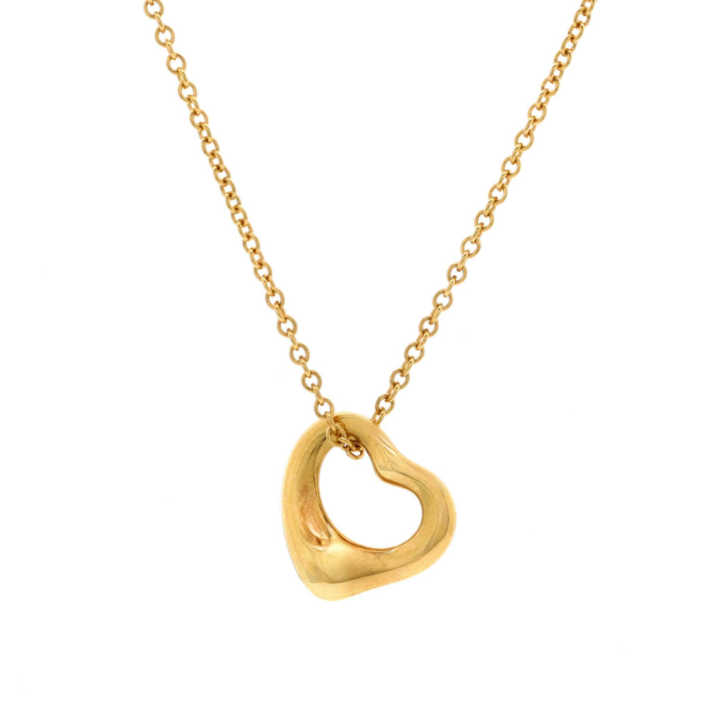 Elsa Peretti Open Heart Pendant Necklace 18K Yellow Gold 11mm