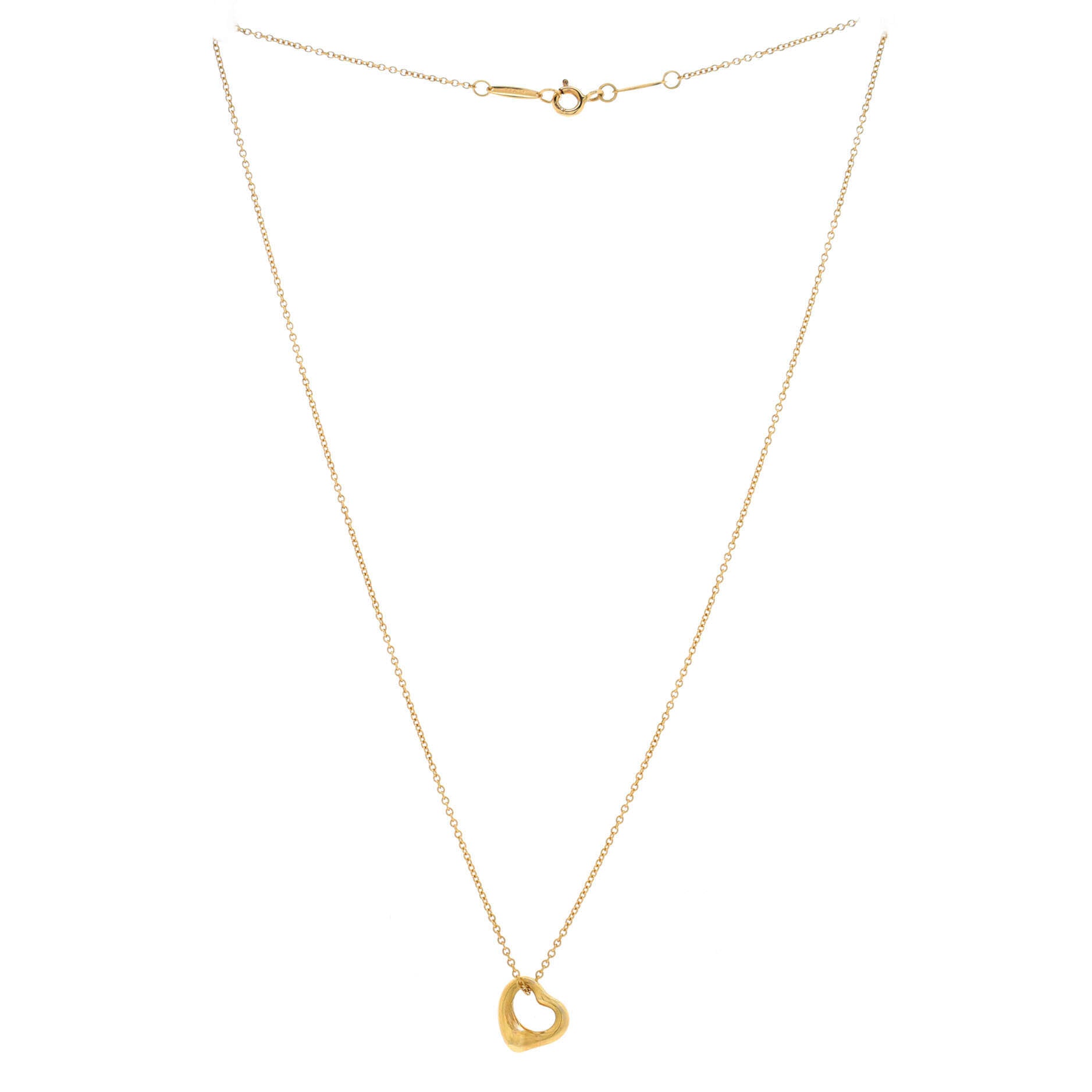 Elsa Peretti Open Heart Pendant Necklace 18K Yellow Gold 11mm