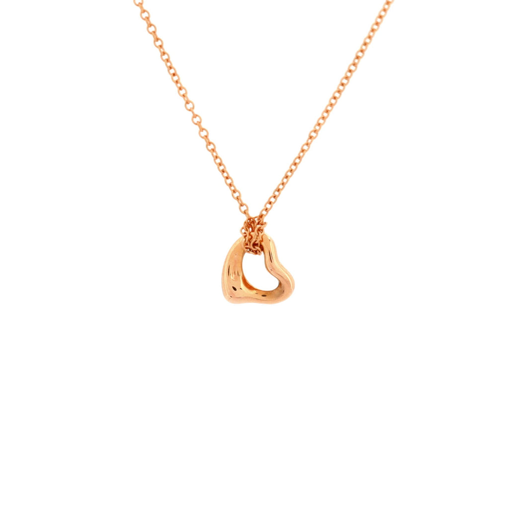 Elsa Peretti Open Heart Pendant Necklace 18K Rose Gold 7mm