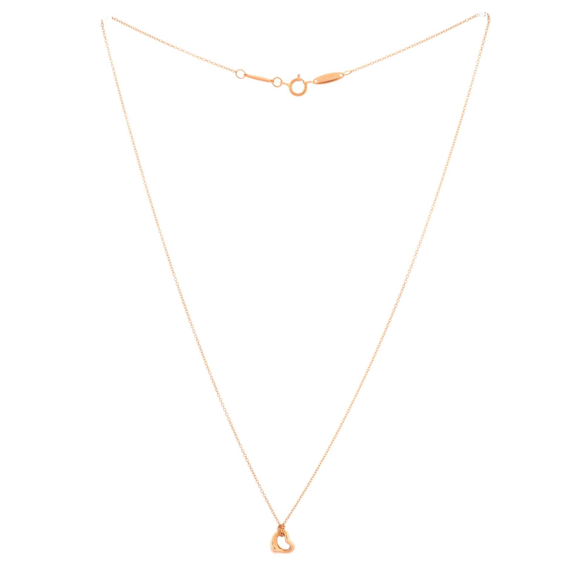Elsa Peretti Open Heart Pendant Necklace 18K Rose Gold 7mm